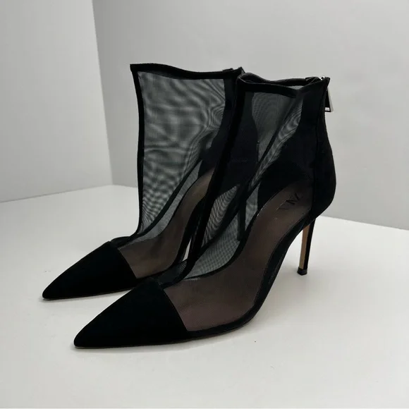 Zara Black Mesh Ankle Boots Bootie High Heels Size EU 40 - Picture 3 of 14